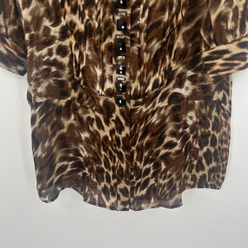 Alberto Makali Tunic Top Womens M Multi Animal Print Sequin Placket Button Front - Picture 3 of 9